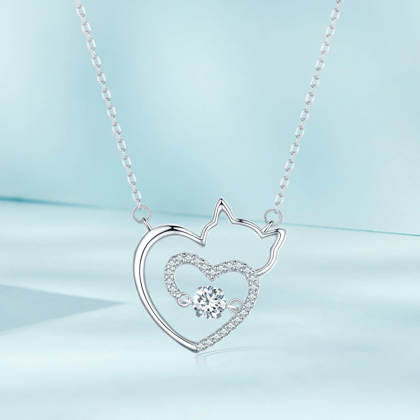 925 Sterling Silver Necklace with 19*18mm Pavé Setting CZ Pendant