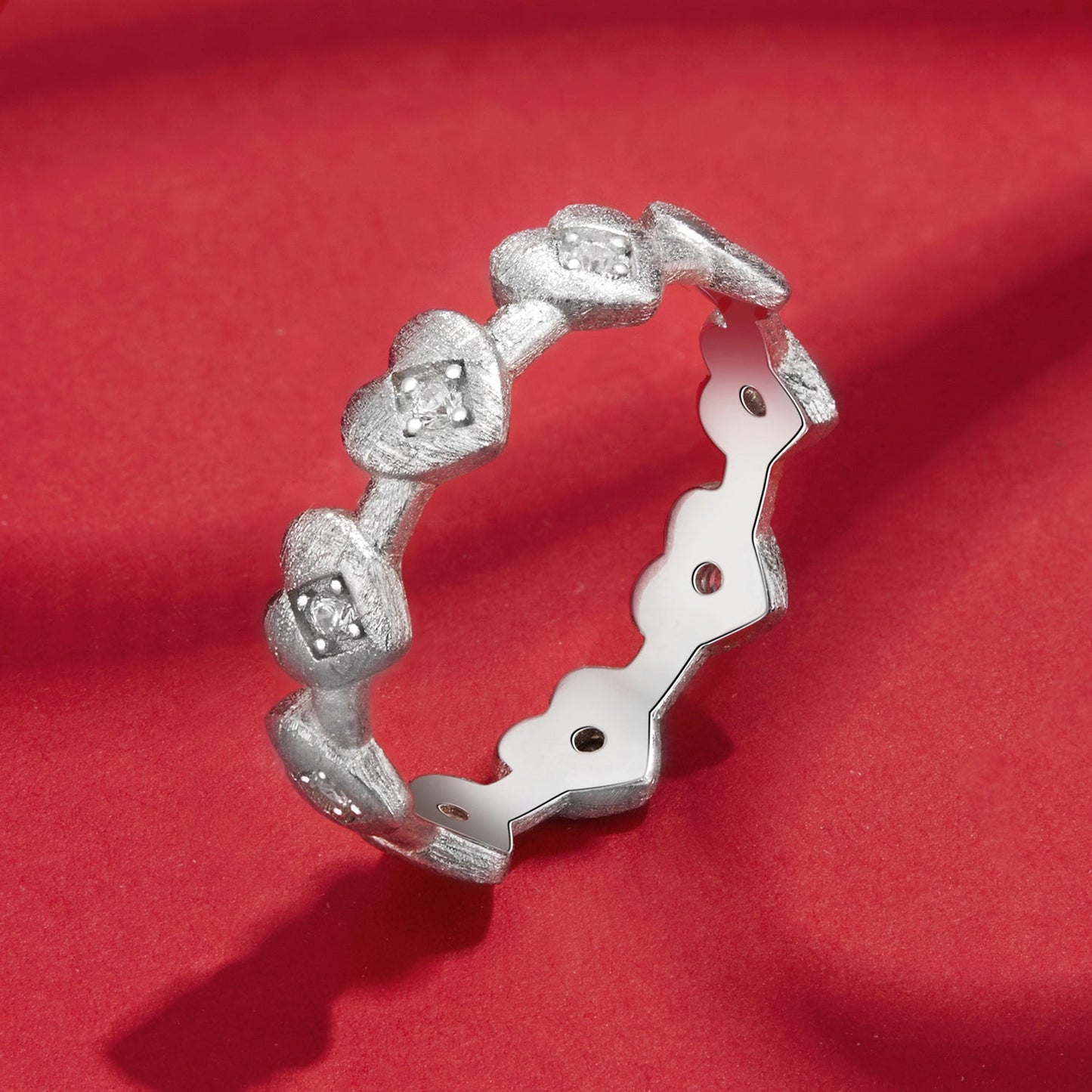 925 Sterling Silver Pave Setting CZ White Gold Plated Ring Size 6 for Women