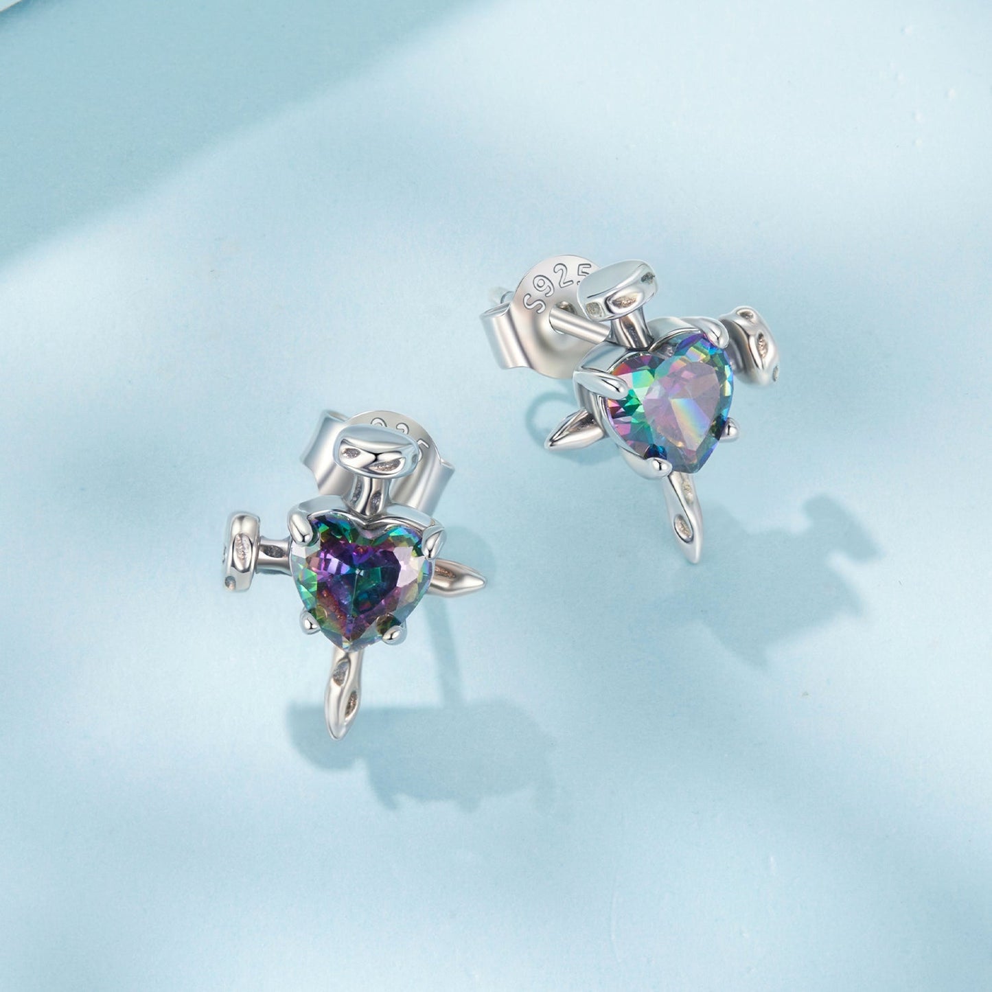925 Sterling Silver Earrings with Transparent Glass for Women