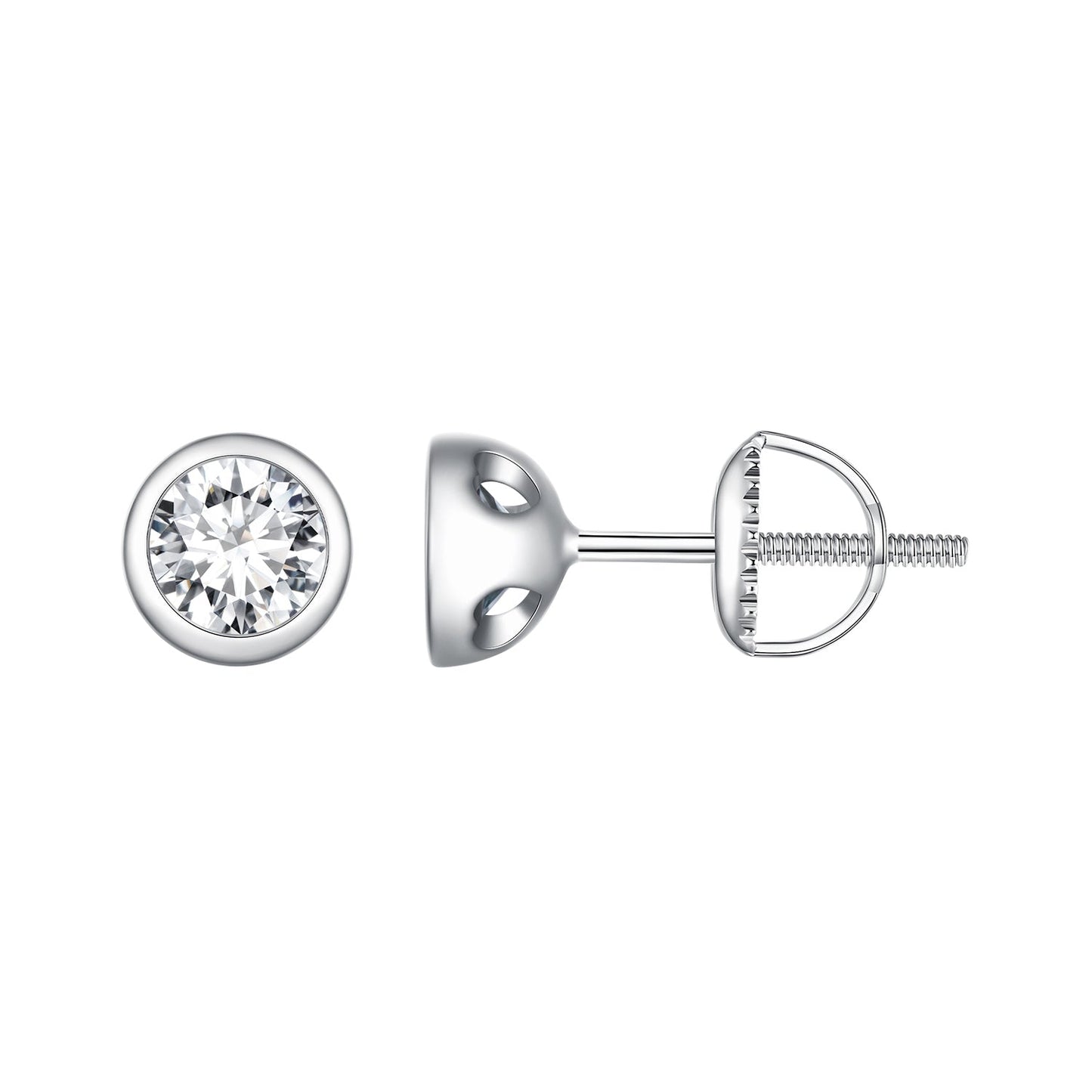 925 Sterling Silver 5.0mm Moissanite Earrings for Women