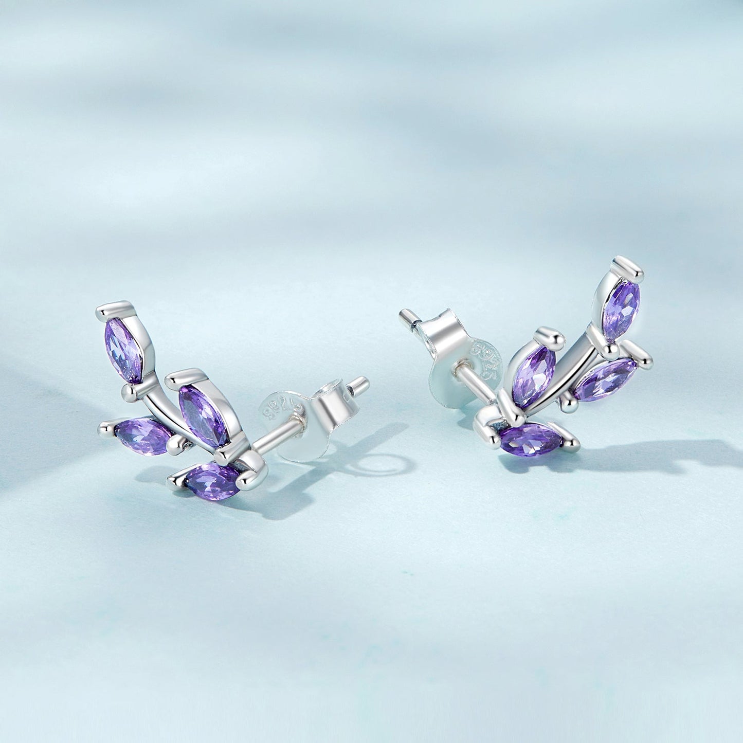 925 Sterling Silver Earrings with CZ and Oxidized Finish - 1.3*0.6cm