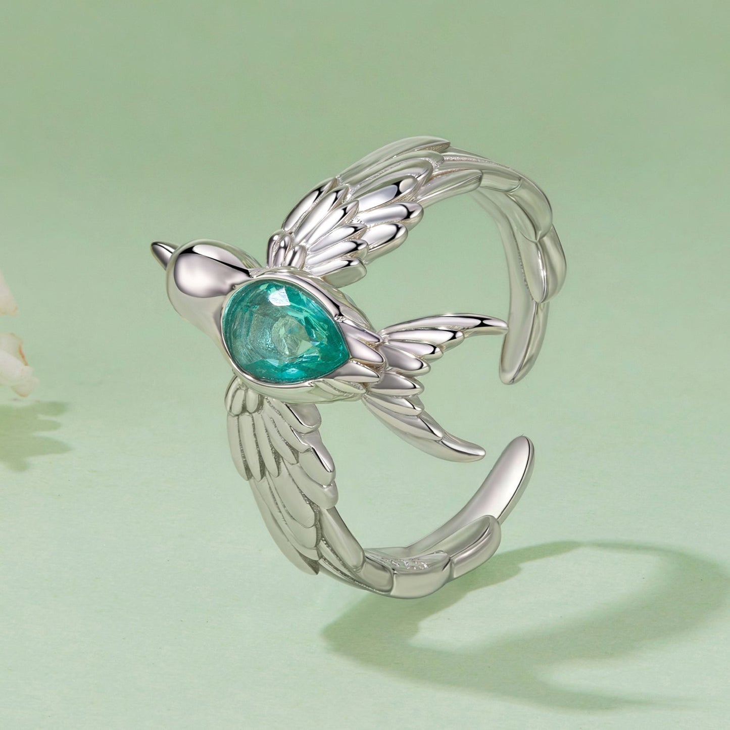 925 Sterling Silver Transparent Glass Ring for Women