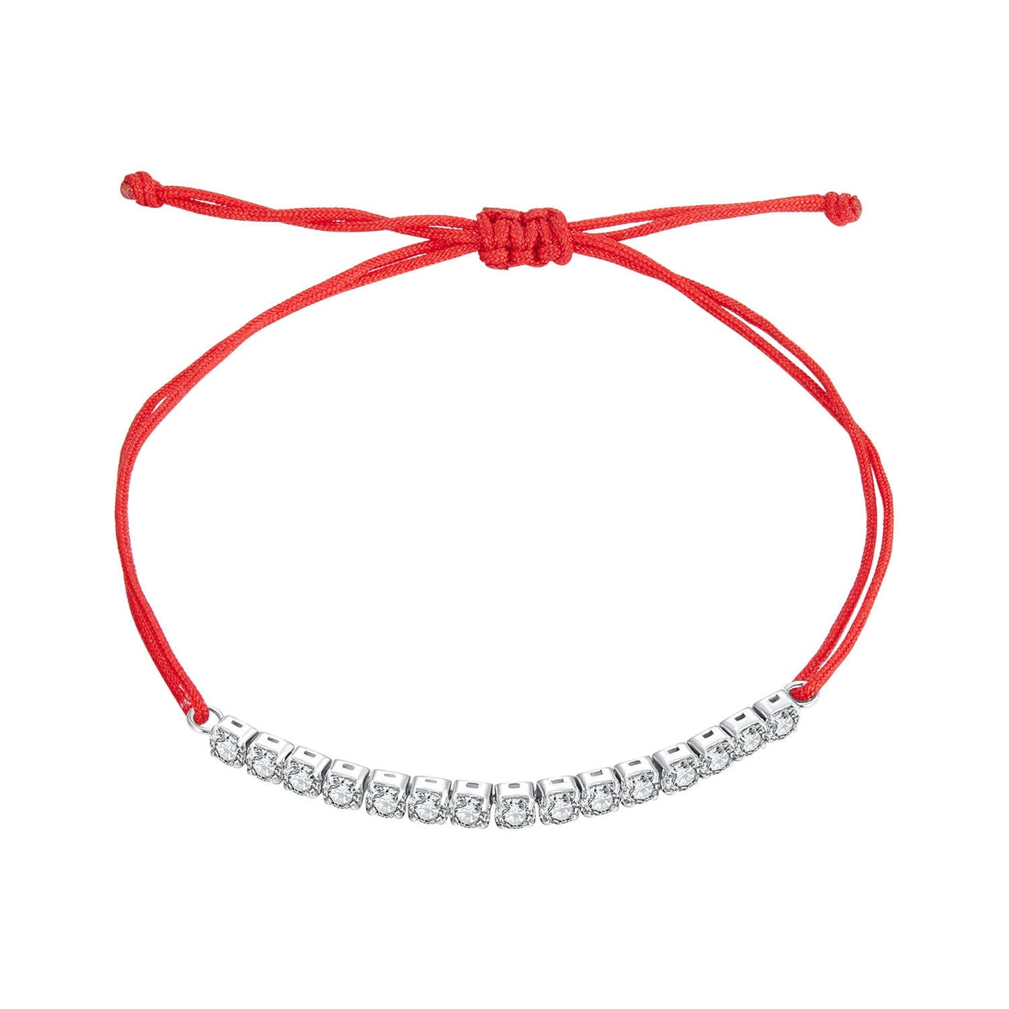 925 Sterling Silver Adjustable White Gold Plated Bracelet with CZ