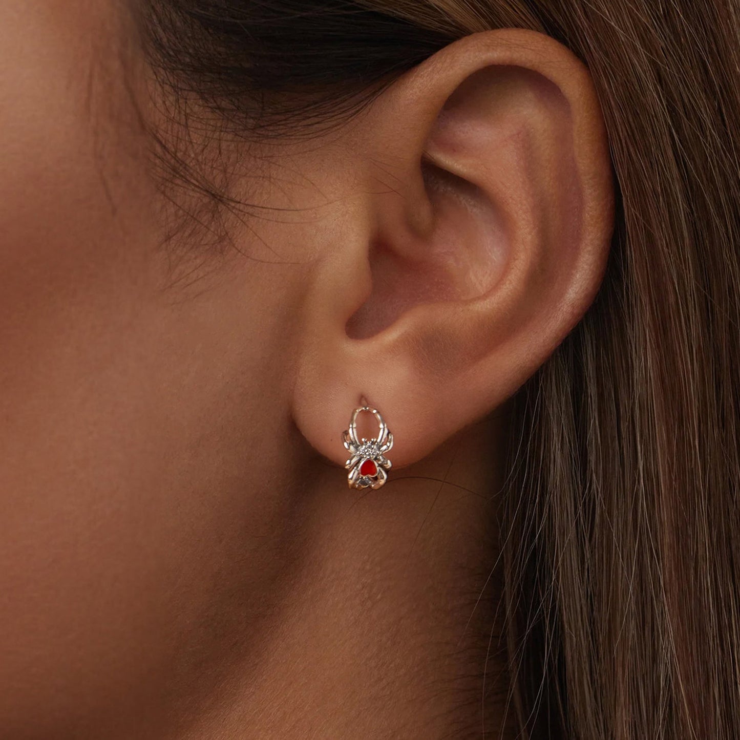 925 Sterling Silver Earrings with Pavé Setting CZ and Enamel Process