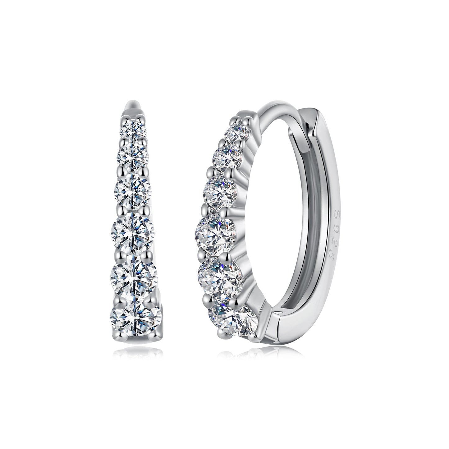 925 Sterling Silver Moissanite Necklace with White Gold Plating, 1.2cm for Women