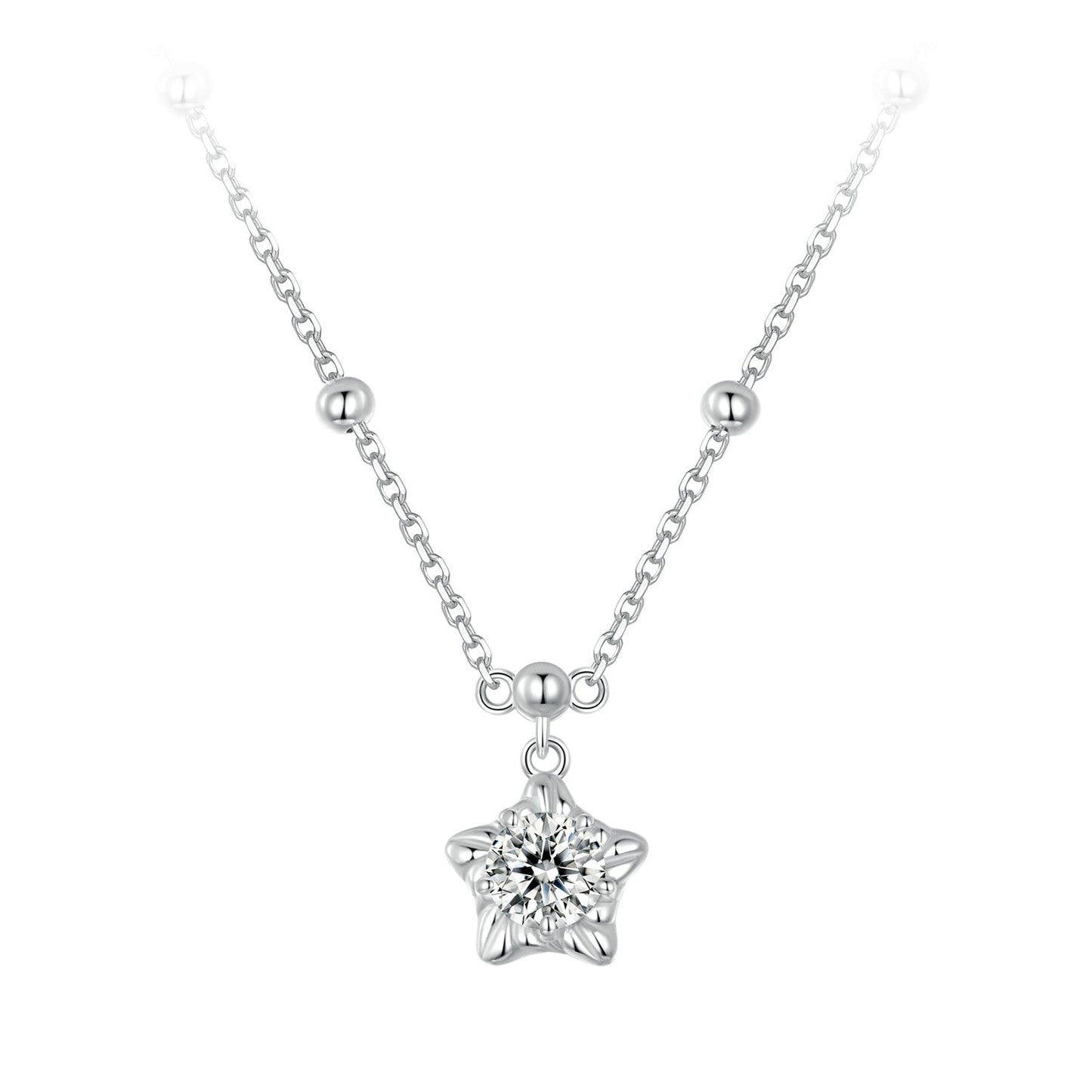 925 Sterling Silver 5mm Moissanite Necklace for Women