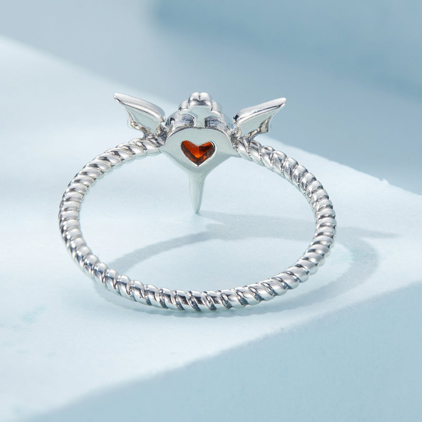 925 Sterling Silver Oxidized CZ Pendant Ring Size 6 for Women