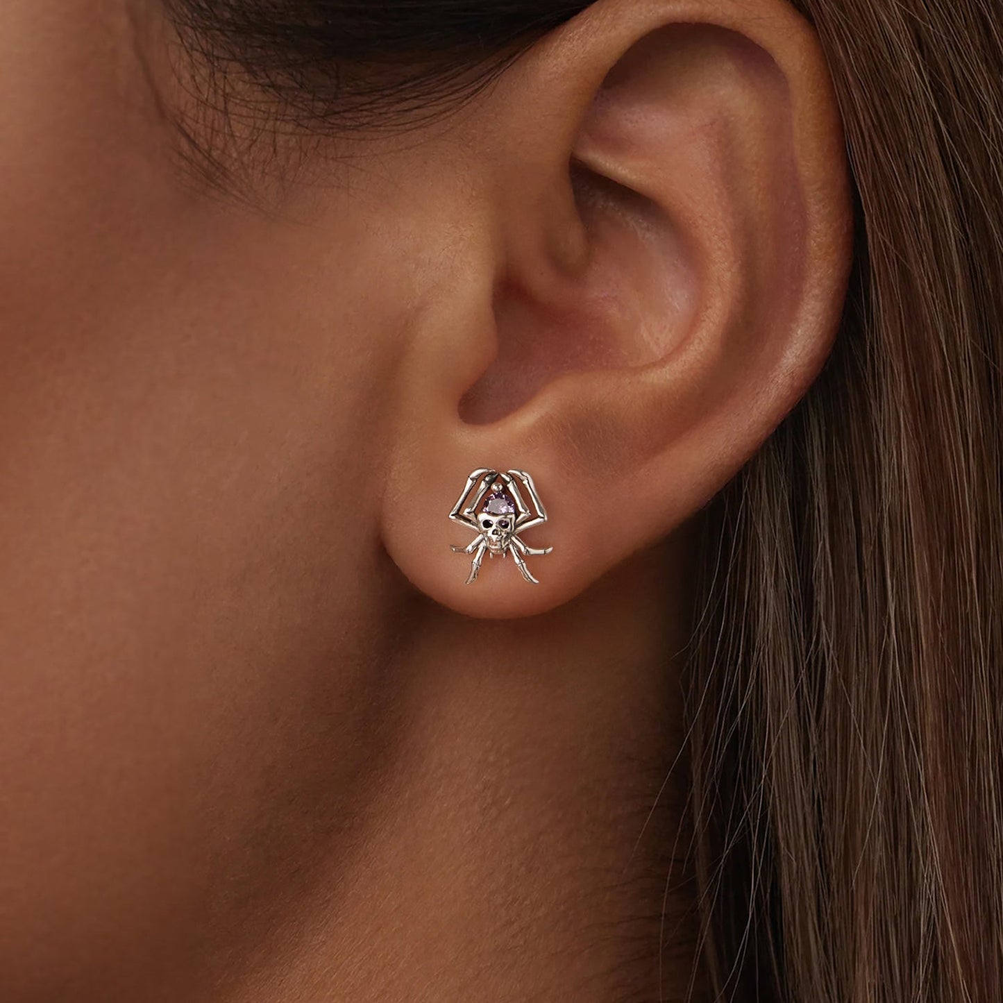 925 Sterling Silver Earrings with Pavé Setting CZ, 1.1 x 1.0 cm, Oxidized Finish for Women