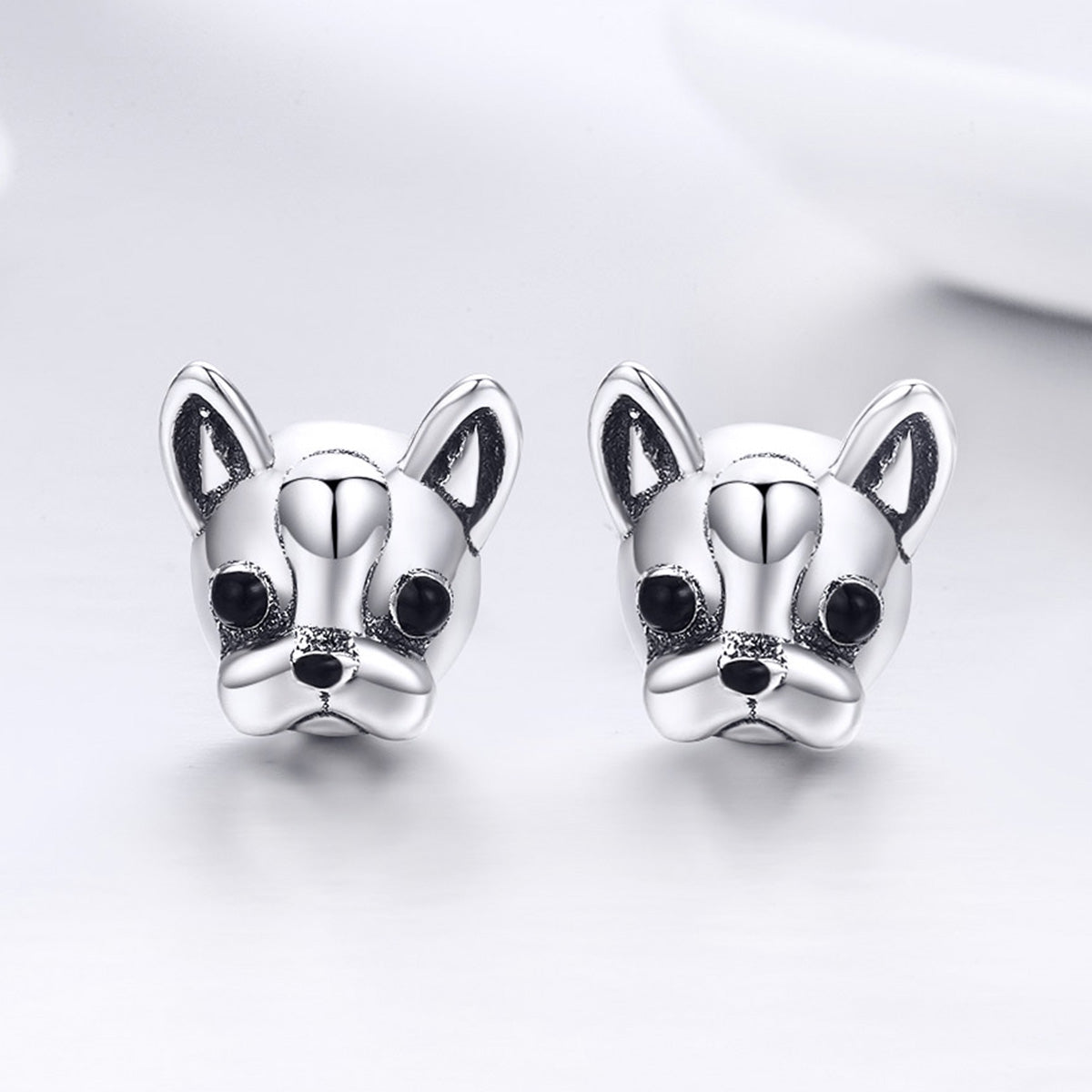 925 Sterling Silver Oxidized Enamel Earrings for Women 1*1cm
