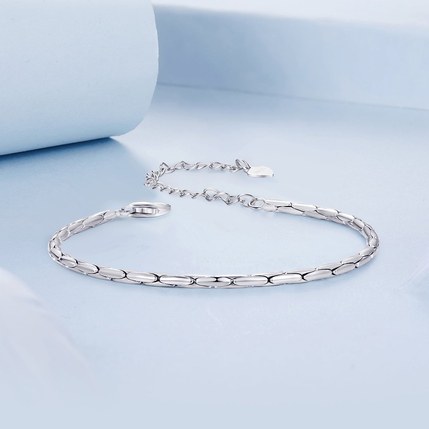 925 Sterling Silver + White Gold Plated Bracelet