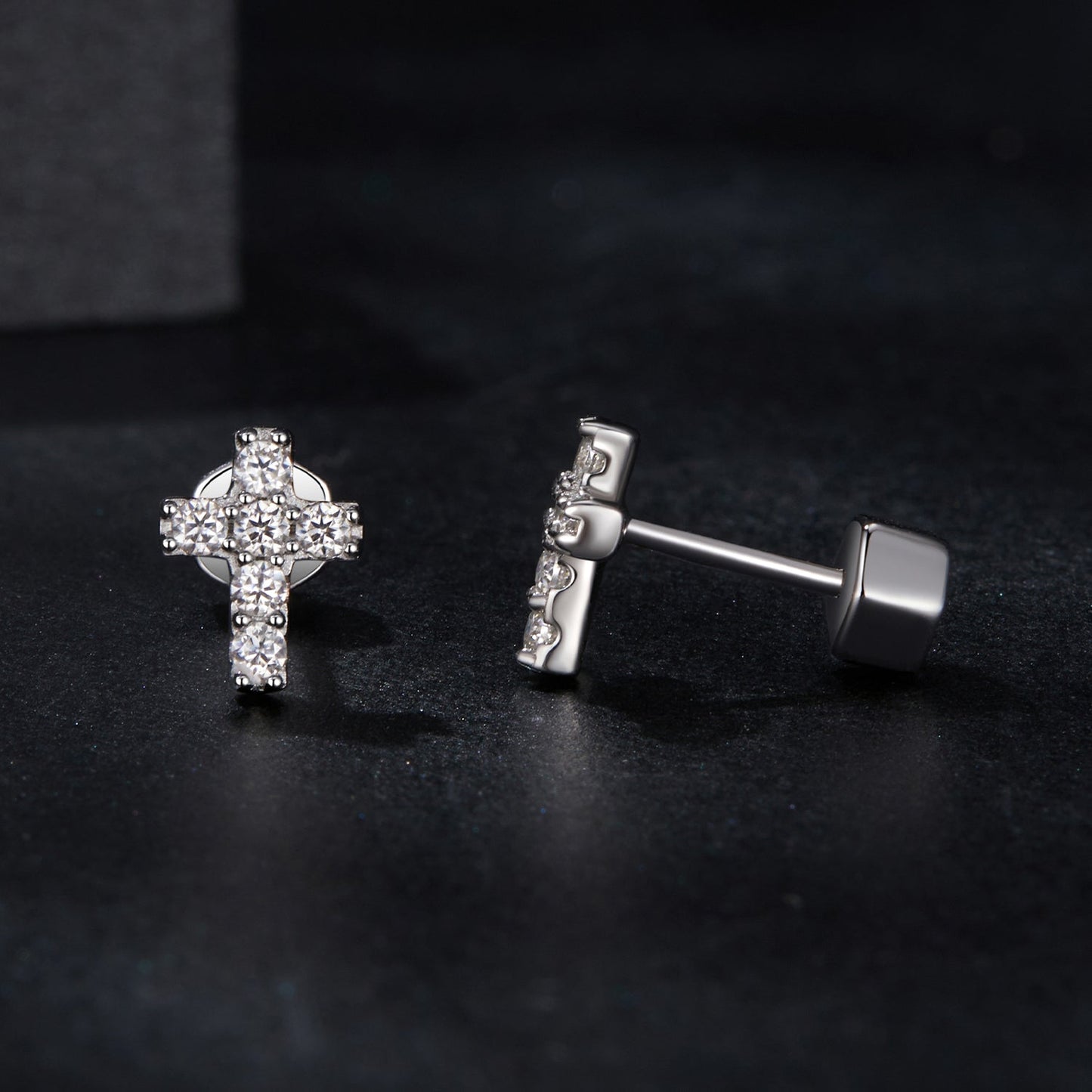 925 Sterling Silver Moissanite Earring 0.7x0.6cm for Women