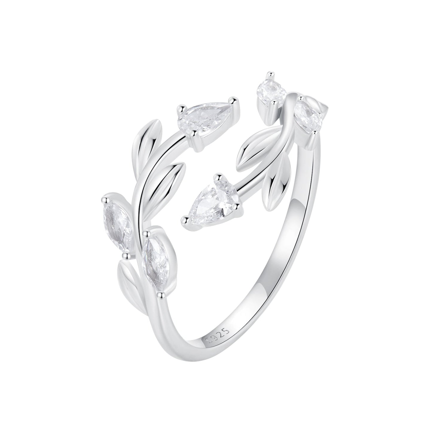 925 Sterling Silver White Gold Plated Pavé Setting CZ Ring for Women