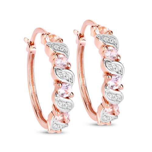 0.98 Carat Genuine Morganite and White Topaz .925 Sterling Silver Earrings