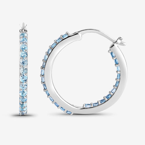 1.73 Carat Genuine Swiss Blue Topaz .925 Sterling Silver Earrings