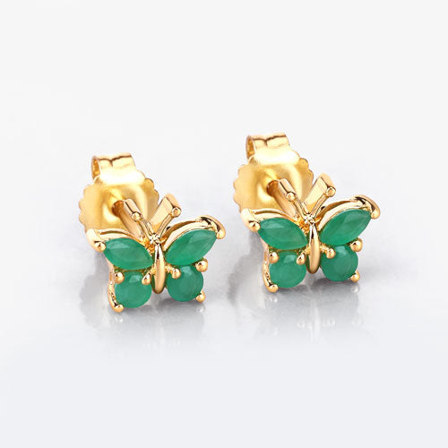 0.50 Carat Genuine Emerald .925 Sterling Silver Earrings