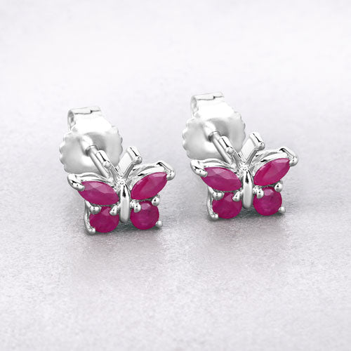 0.63 Carat Genuine Ruby .925 Sterling Silver Earrings