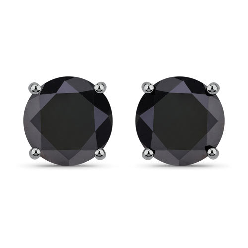 3.08 Carat Genuine Black Diamond 14K White Gold Earrings