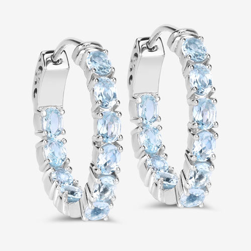 3.80 Carat Genuine Blue Topaz .925 Sterling Silver Earrings