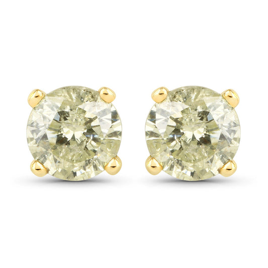 1.15 Carat Genuine LB Diamond 14K Yellow Gold Earrings
