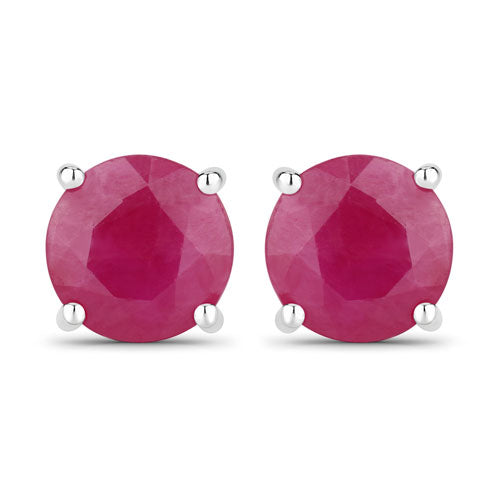 0.86 Carat Genuine Ruby 14K White Gold Earrings