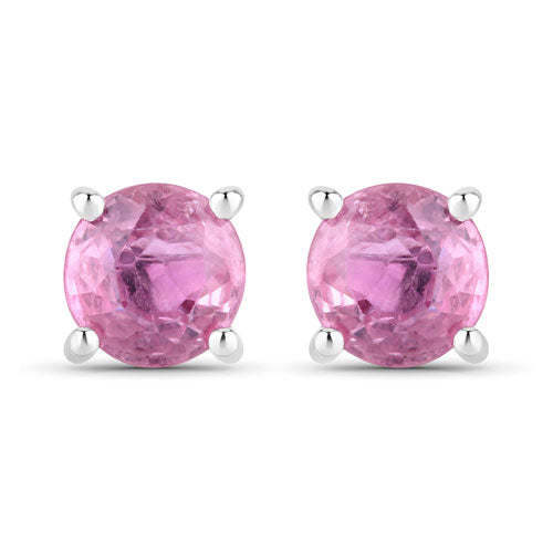 1.30 Carat Genuine Pink Sapphire 10K White Gold Earrings