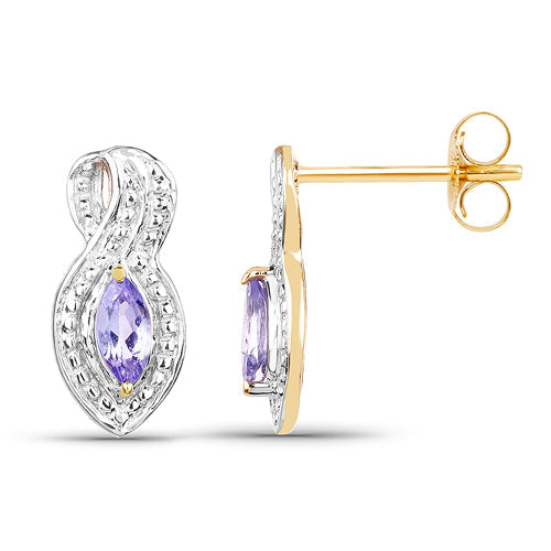 14K Yellow Gold Plated 0.28 Carat Genuine Tanzanite .925 Sterling Silver Earrings