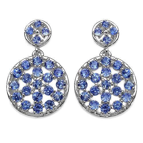 2.94 Carat Genuine Tanzanite .925 Sterling Silver Earrings