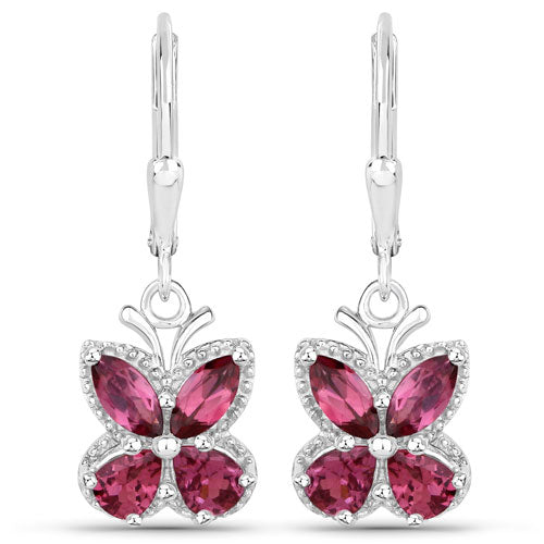 2.52 Carat Genuine Rhodolite Garnet .925 Sterling Silver Earrings
