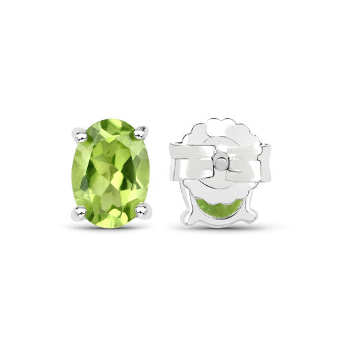 1.66 Carat Genuine Peridot .925 Sterling Silver Earrings