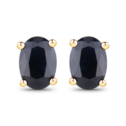 0.96 Carat Genuine Blue Sapphire 10K Yellow Gold Earrings
