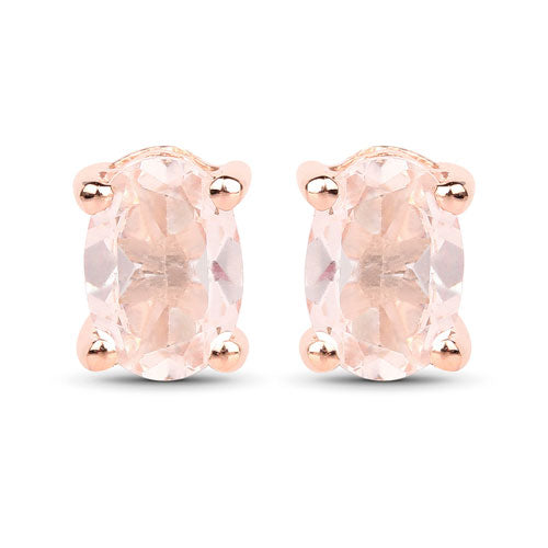 0.72 Carat Genuine Morganite .925 Sterling Silver Earrings