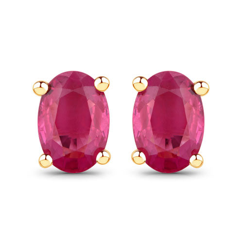 1.04 Carat Genuine Ruby 10K Yellow Gold Earrings