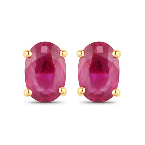 1.04 Carat Genuine Ruby 14K Yellow Gold Earrings