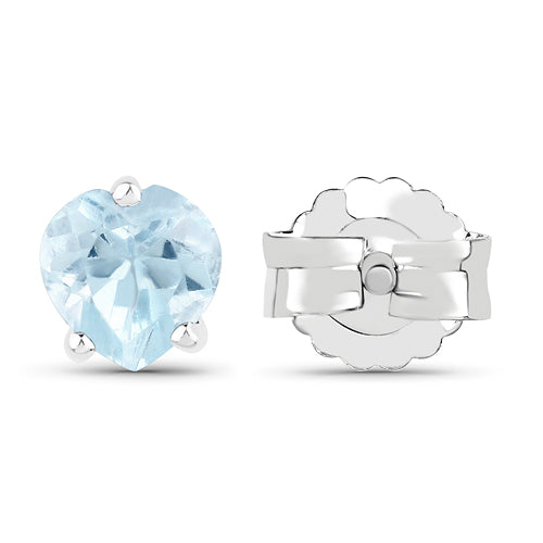 14K White Gold Plated 1.00 Carat Genuine Blue Topaz .925 Sterling Silver Earrings
