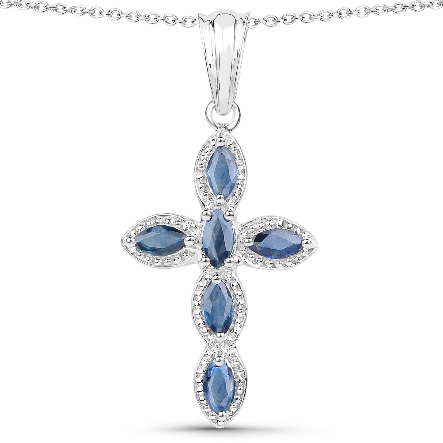 0.90 Carat Genuine Blue Sapphire .925 Sterling Silver Pendant