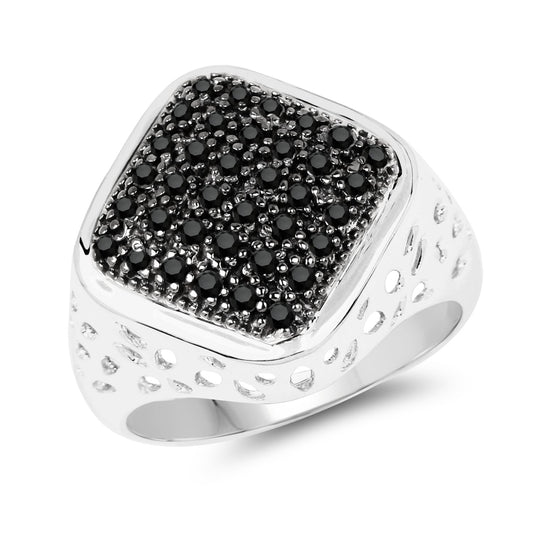 0.54 Carat Genuine Black Diamond .925 Sterling Silver Ring