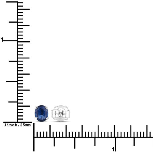 0.68 Carat Genuine Blue Sapphire 14K White Gold Earrings