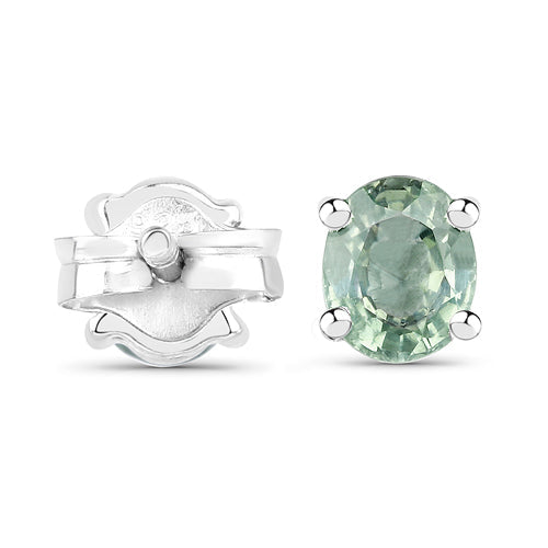 0.68 Carat Genuine Green Sapphire .925 Sterling Silver Earrings