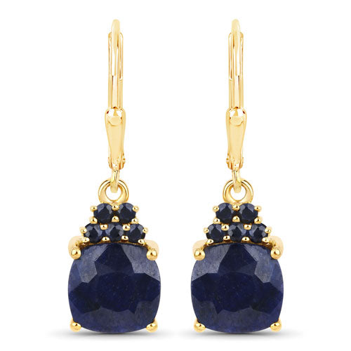6.20 Carat Dyed Sapphire and Blue Sapphire .925 Sterling Silver Earrings