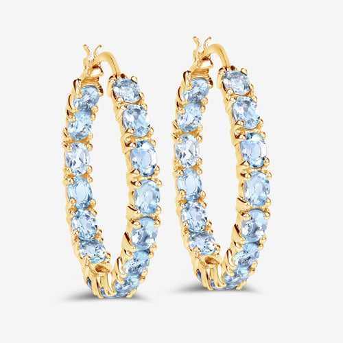 5.70 Carat Genuine Blue Topaz .925 Sterling Silver Earrings
