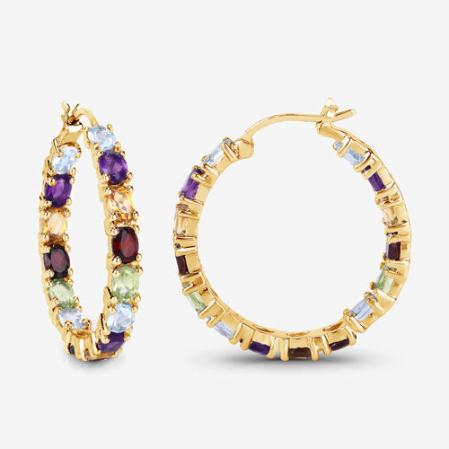 5.44 Carat Genuine Multi Stones .925 Sterling Silver Earrings