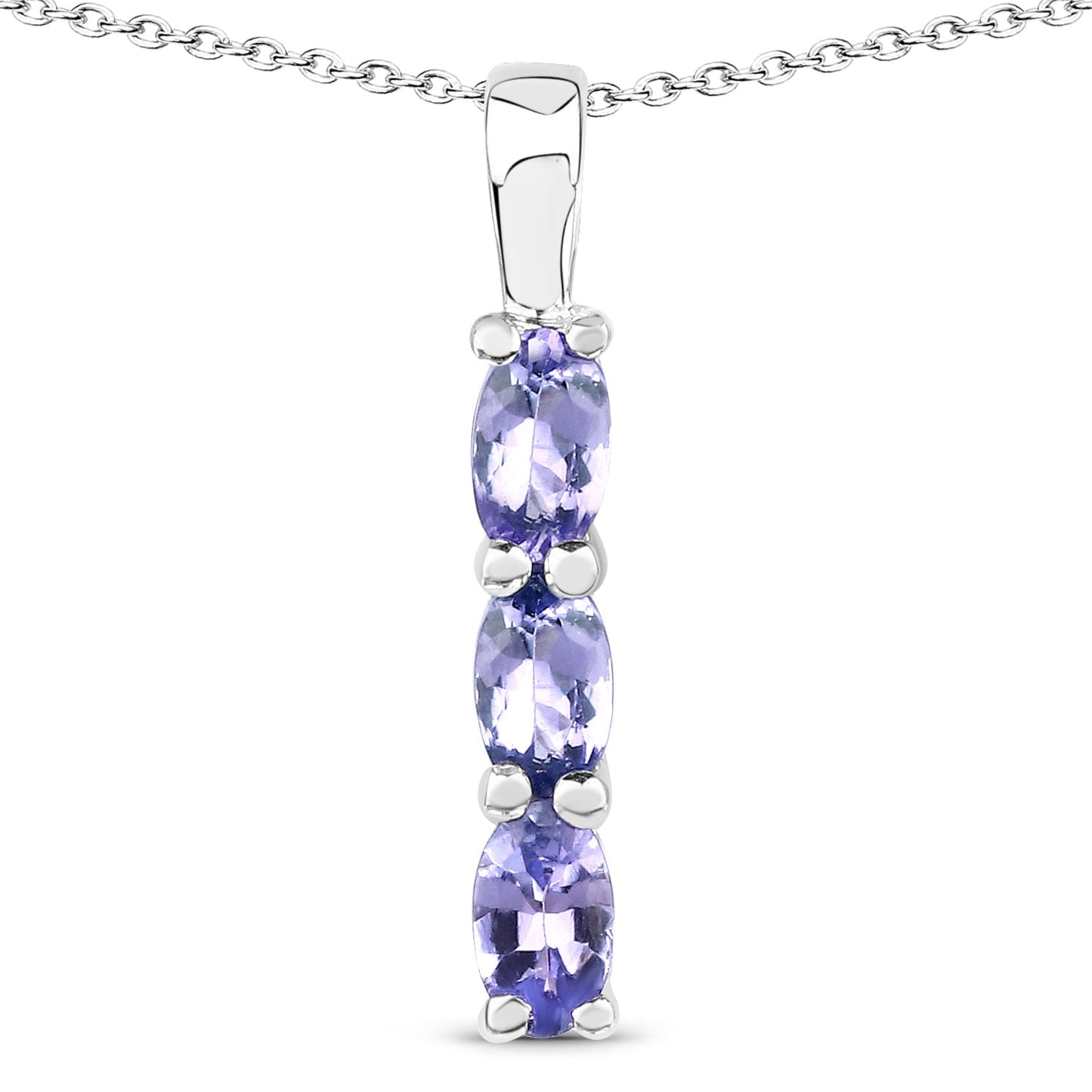0.75 Carat Genuine Tanzanite .925 Sterling Silver Pendant
