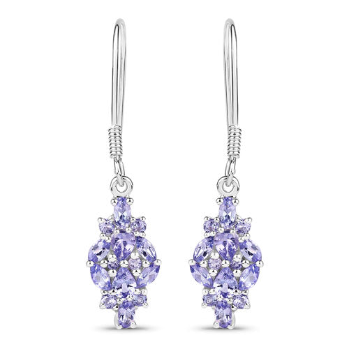 2.04 Carat Genuine Tanzanite .925 Sterling Silver Earrings