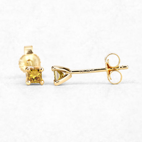 0.25 Carat Genuine Yellow Diamond 14K Yellow Gold Earrings (SI1-SI2)