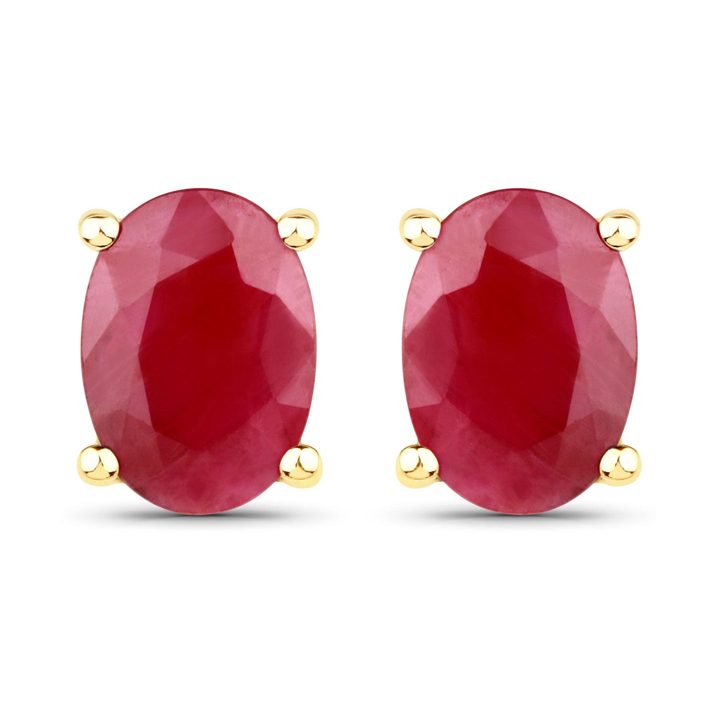 1.70 Carat Genuine Ruby 14K Yellow Gold Earrings