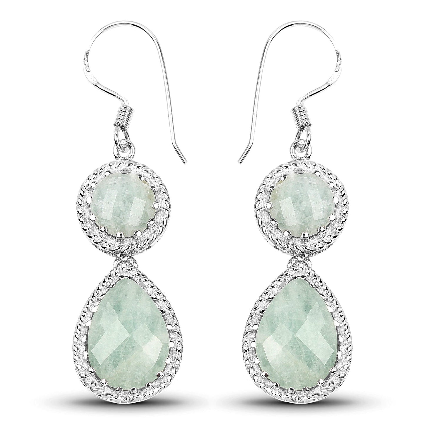 11.82 Carat Genuine Aquamarine .925 Sterling Silver Earrings