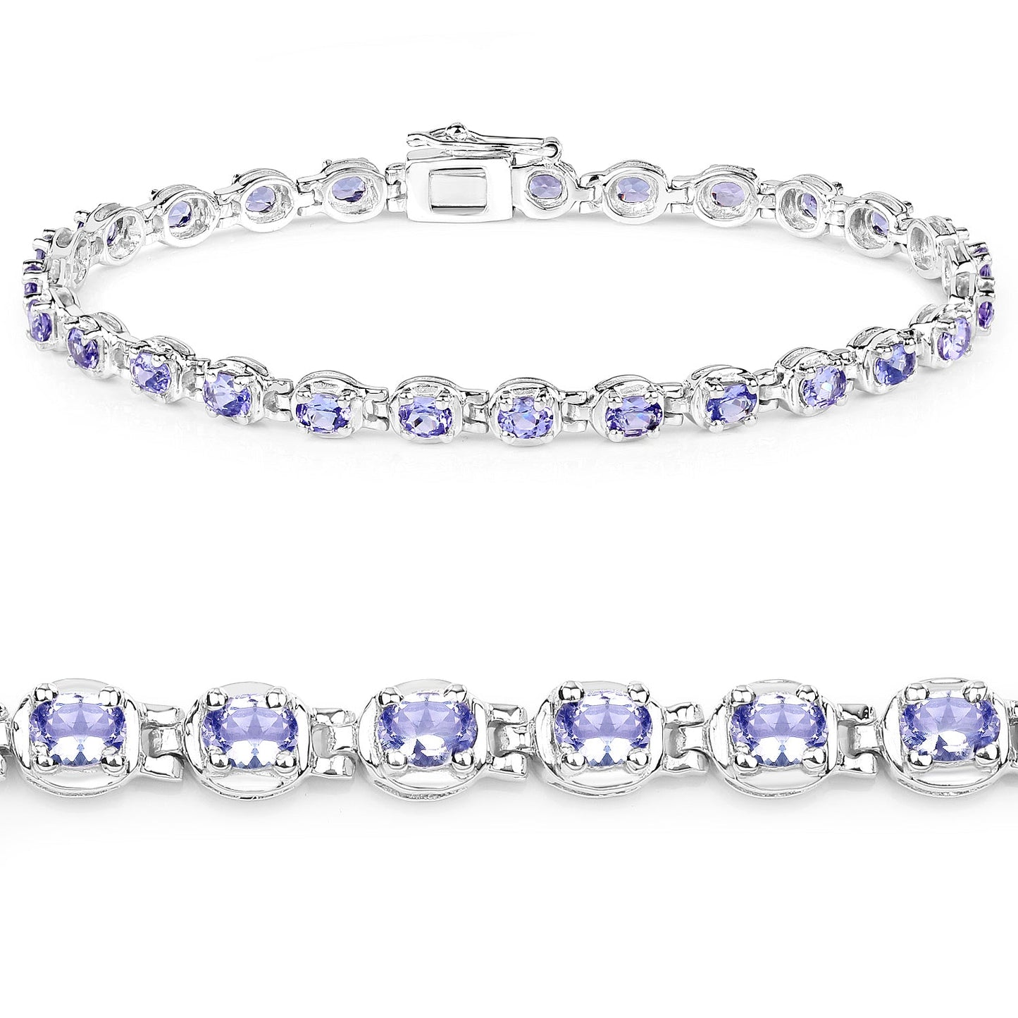 4.59 Carat Genuine Tanzanite .925 Sterling Silver Bracelet
