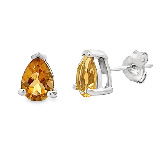 1.27ct Citrine Stud Earrings 10KT White Gold
