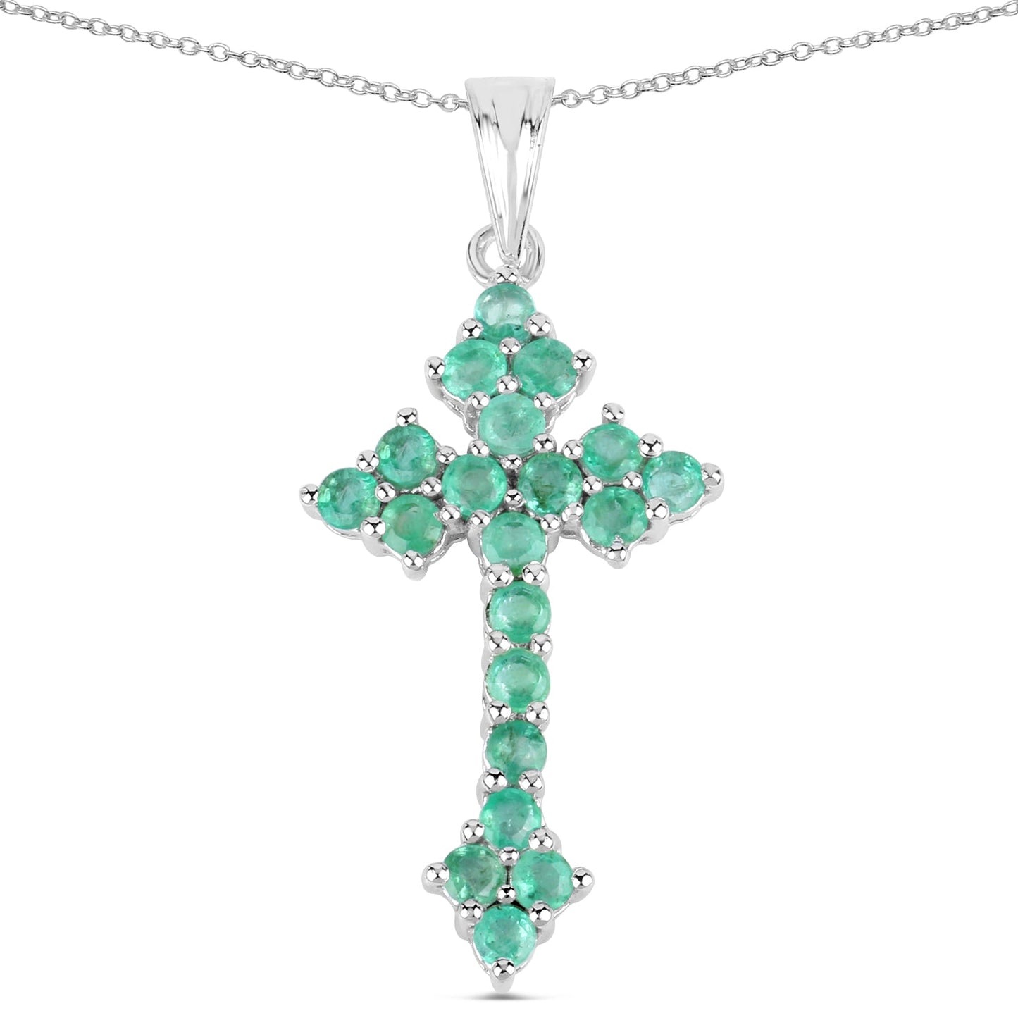 2.00 Carat Genuine Zambian Emerald .925 Sterling Silver Pendant
