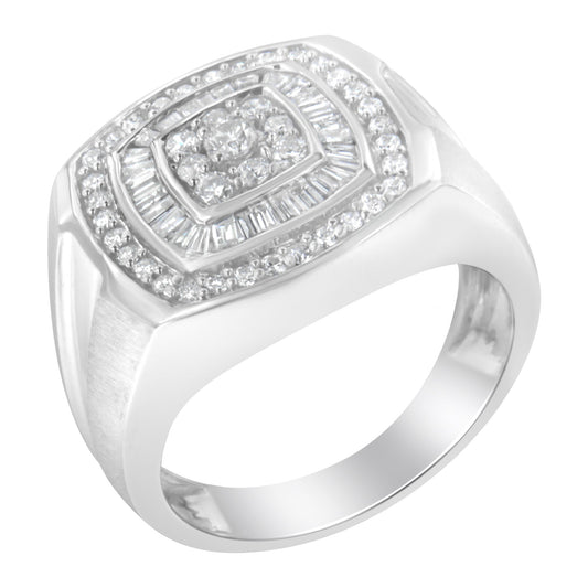 14K White Gold Men's 1 CTTW Diamond Band Ring